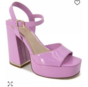 Kenneth Cole Dolly women's Pink Patton Platform dress block heel sandals size 6